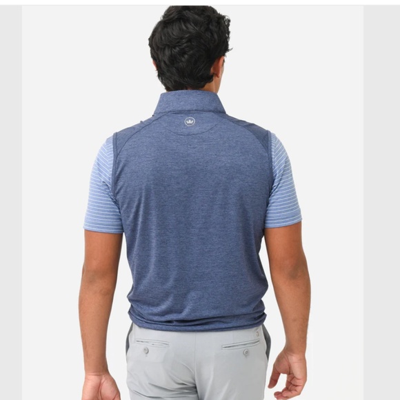 NWT Peter Millar Crown Navy Crafted Stealth Performance 1/4 Zip Blue Vest Small - Picture 2 of 11
